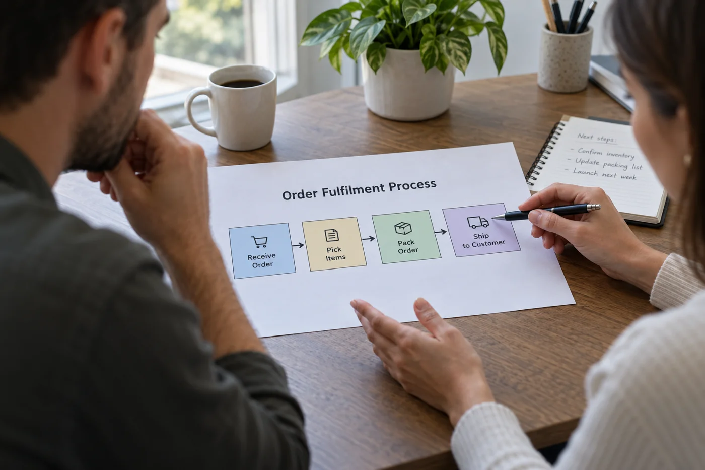Illustrative example: One-page process description with connected steps.