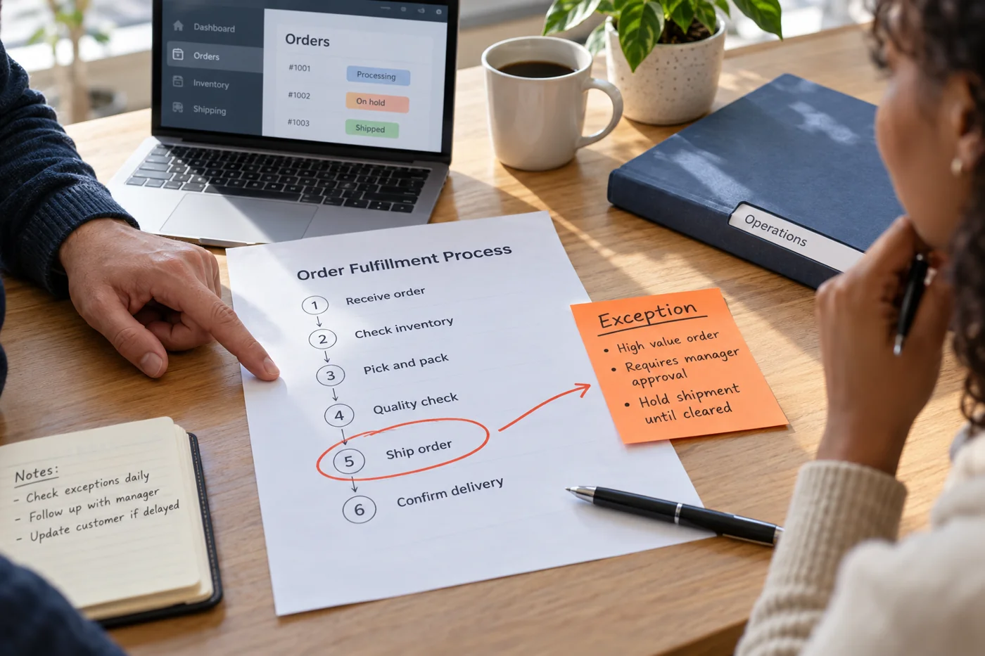 Illustrative example: An exception to a checklist recorded separately.