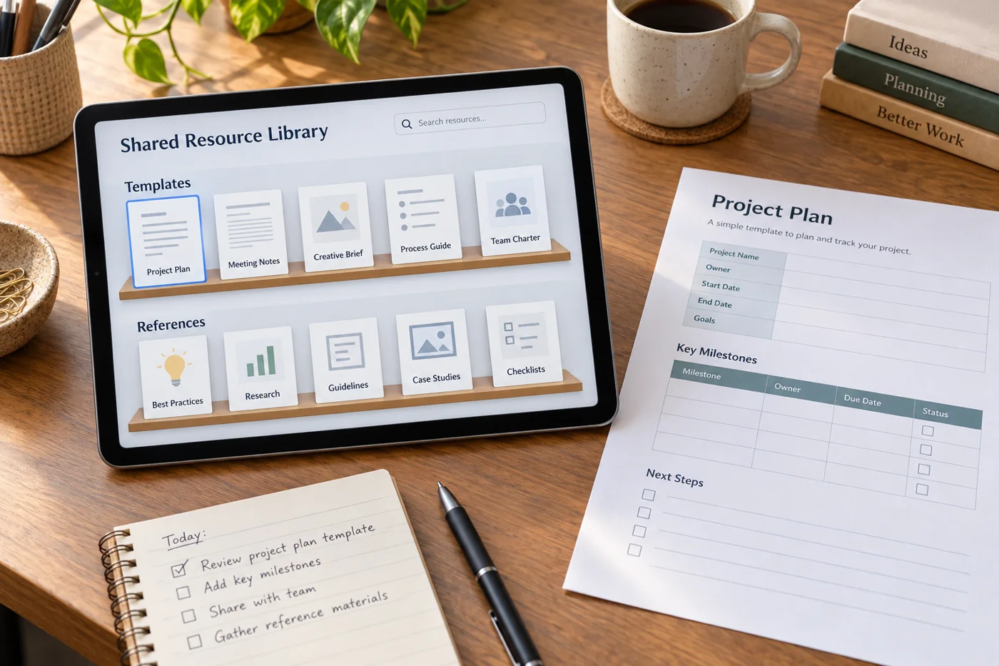 Illustrative example: Shared library of templates and reference material.
