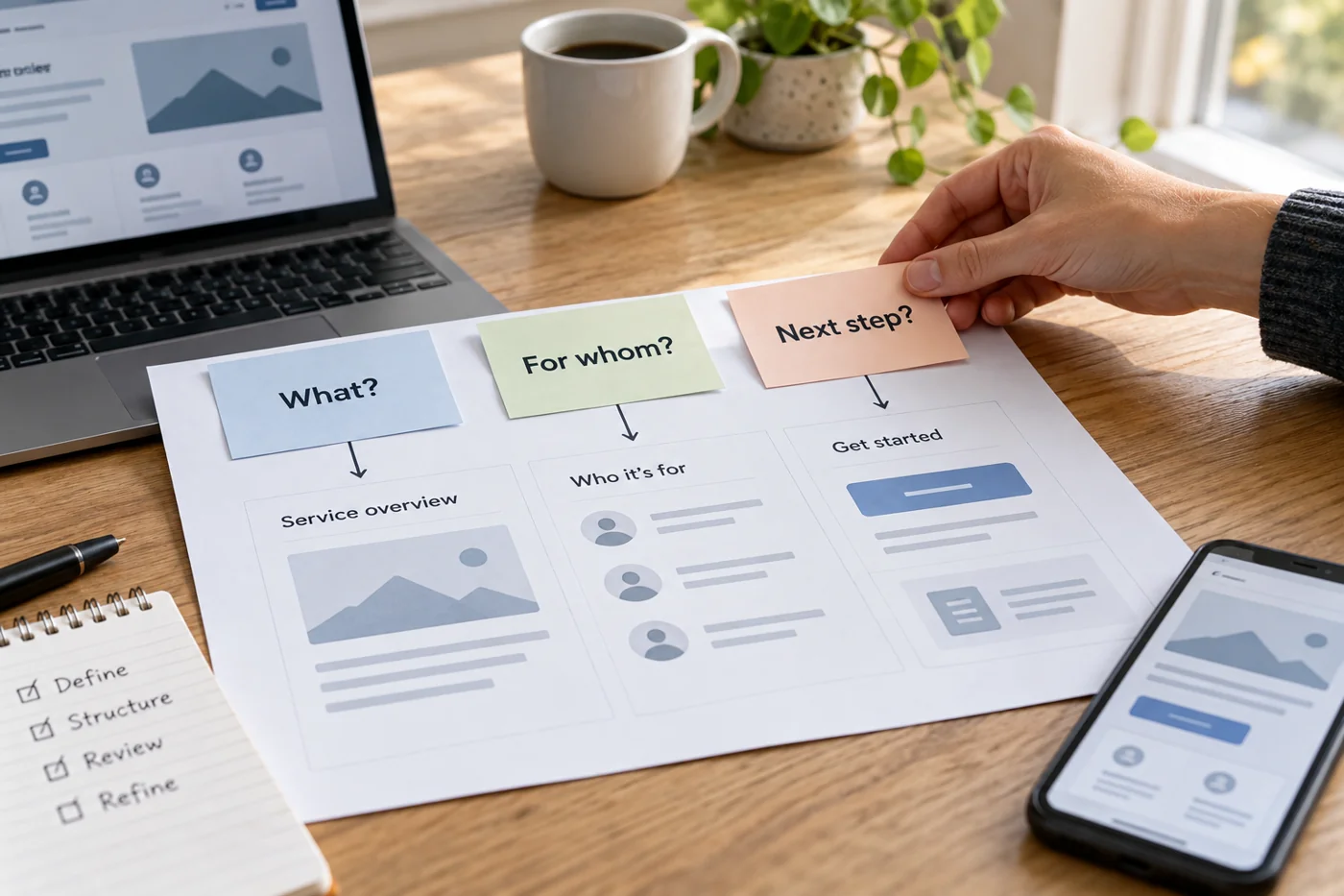 Illustrative example: Structuring a service page around customer questions.