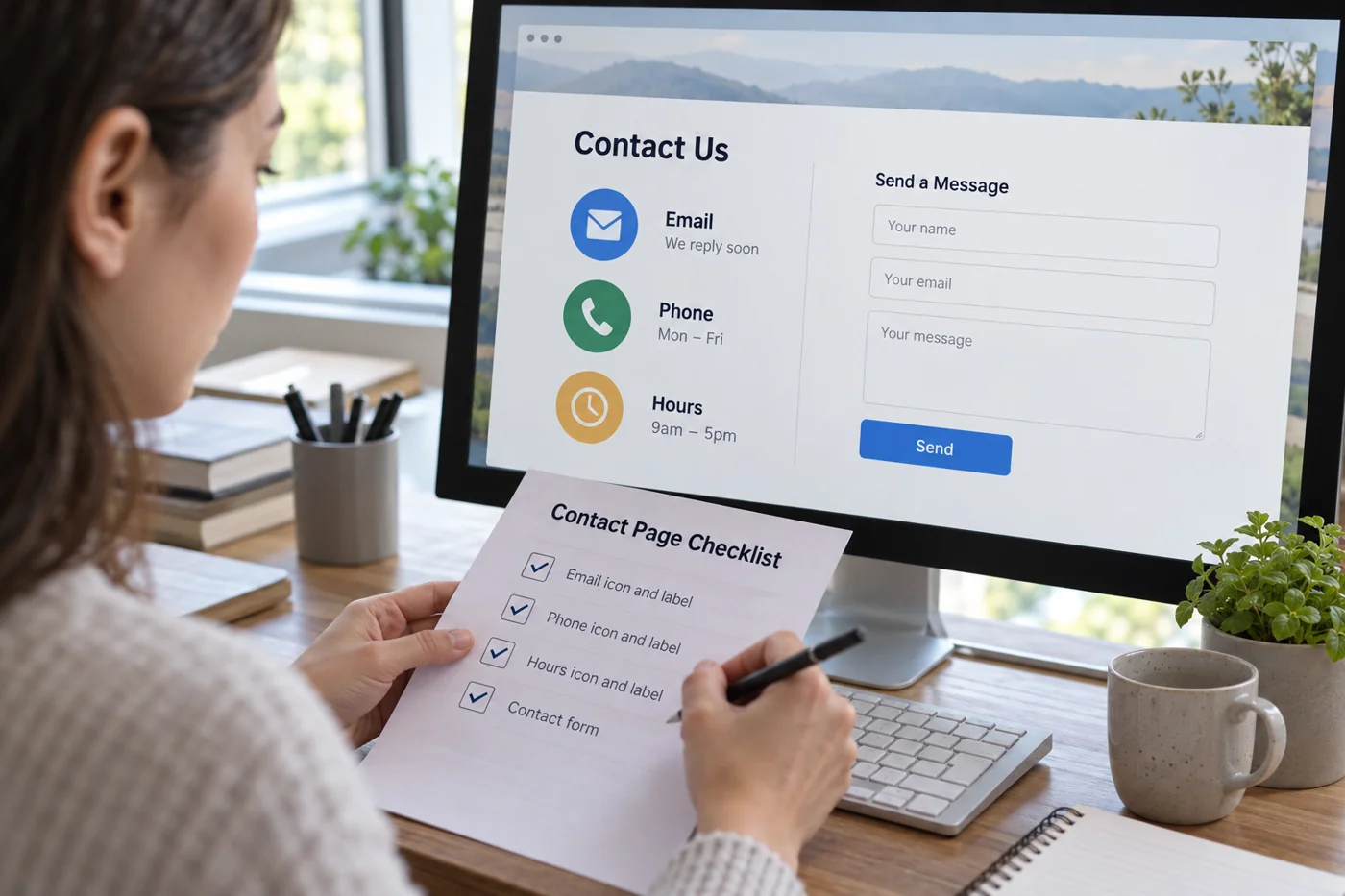 Illustrative example: Checking contact routes on an illustrative contact page.