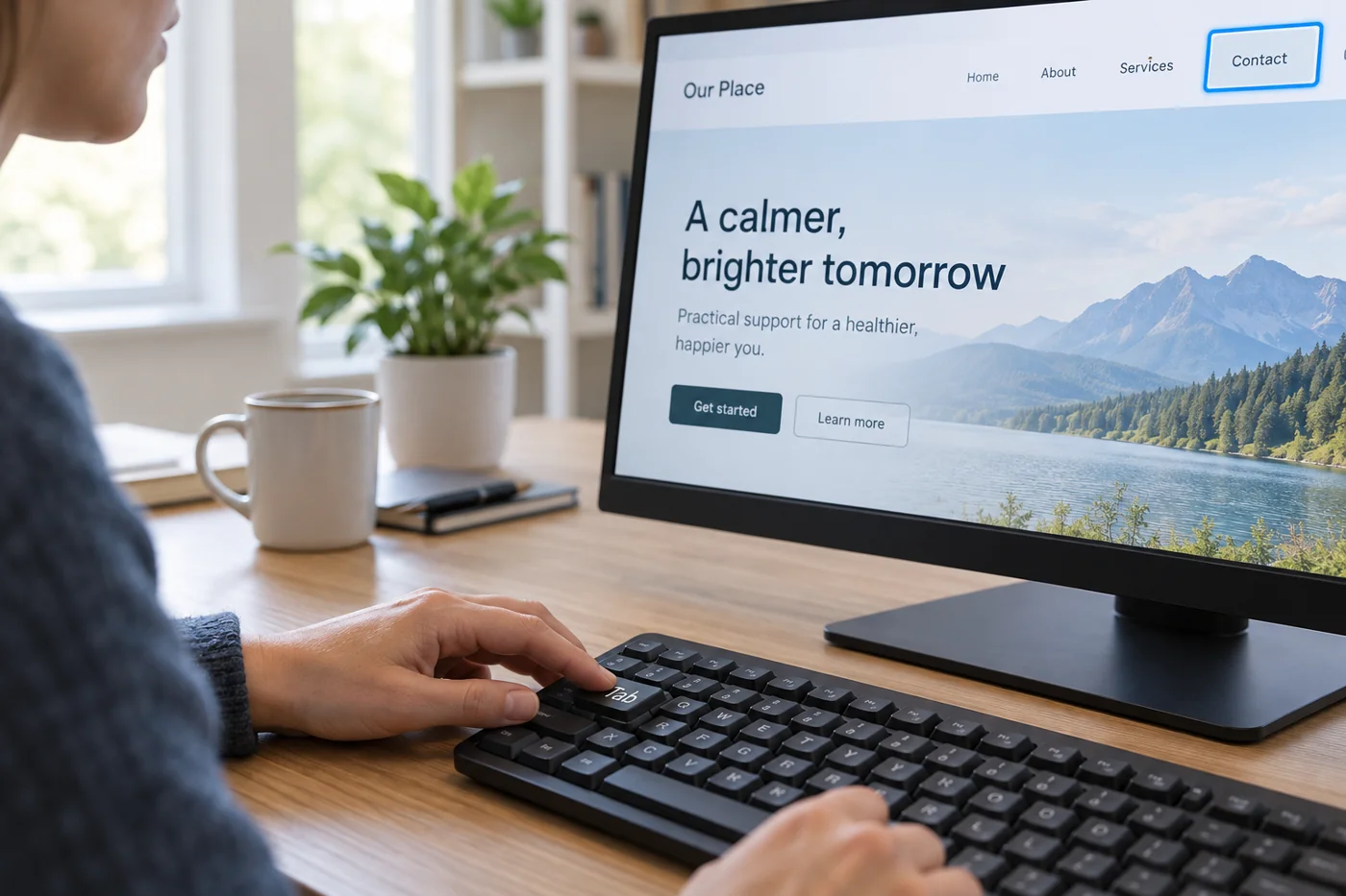 Illustrative example: Keyboard check with a visible focus outline on a button.