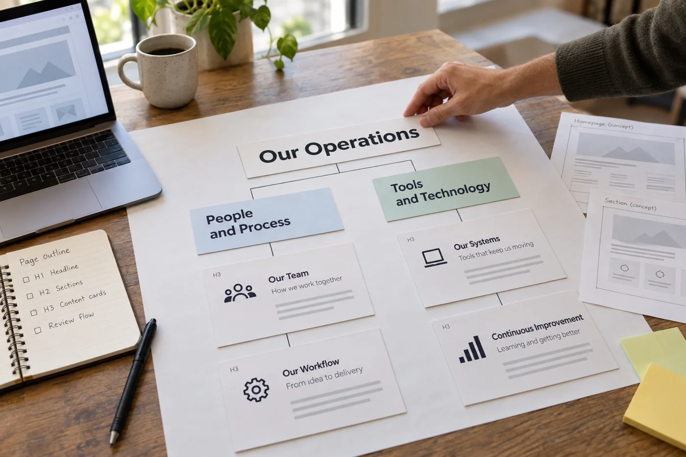 Illustrative example: Organized heading hierarchy for a long page.