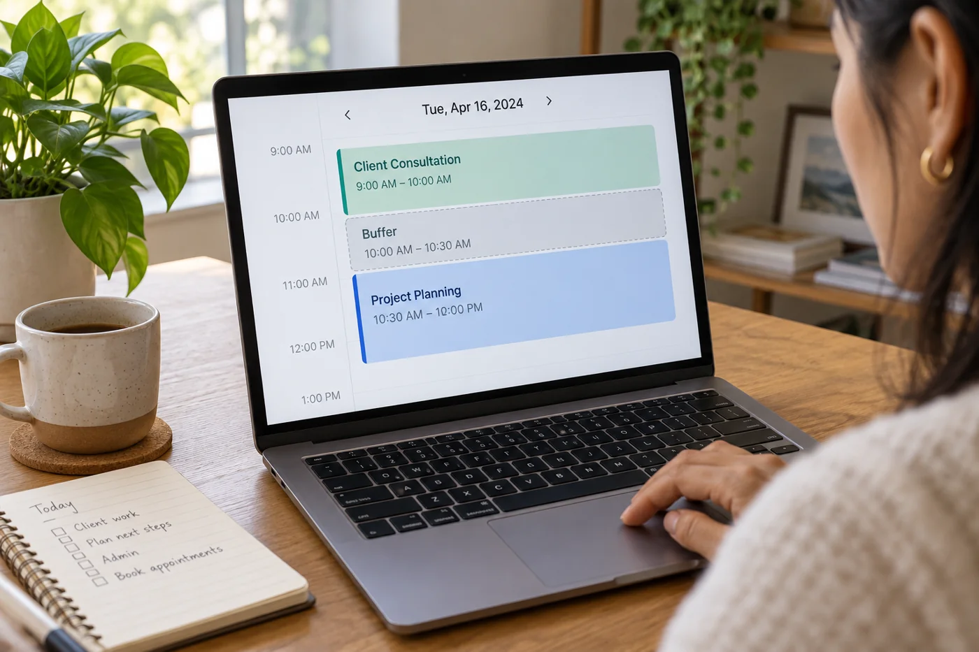 Illustrative example: Online appointments with a visible time buffer.