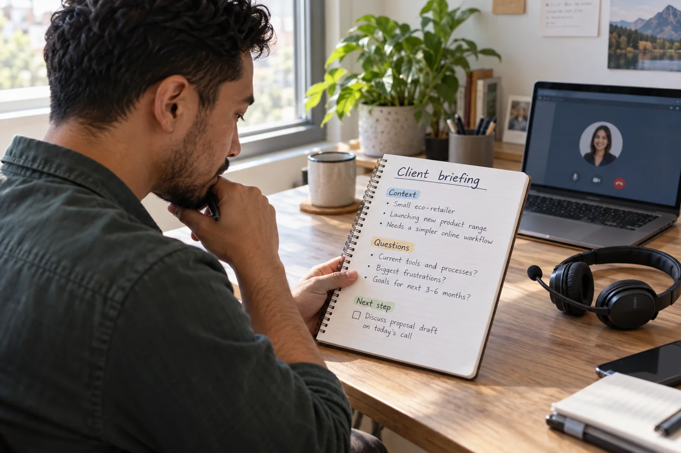 Illustrative example: Short briefing before a client conversation.